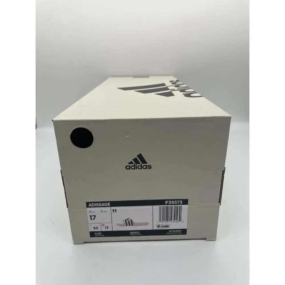 Adidas Adissage F35573 Men's US 17 Slide Sandals‎ Cloud White Core Black Slip On